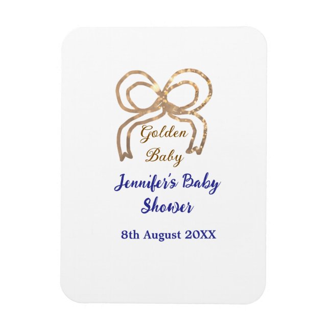 Golden baby glitter ger royalet blått babydusch magnet (Vertikal)