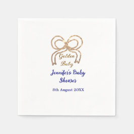 Golden baby glitter ger royalet blått babydusch pappersservett