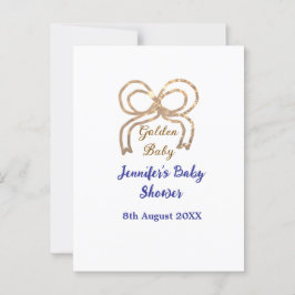 Golden baby glitter ger royalet blått babydusch vykort