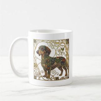 Golden Badger-Hound: Viennese Secession Dachshund Kaffemugg