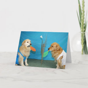 Golden Badminton Birthday Kort