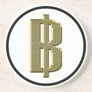 GOLDEN BAHT SIGN ฿ Thailands valuta ฿ Underlägg Sandsten