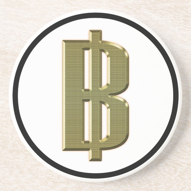 GOLDEN BAHT SIGN ฿ Thailands valuta ฿ Underlägg Sandsten (Framsidan)