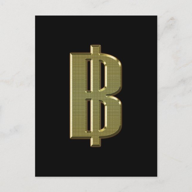 GOLDEN BAHT SIGN ฿ Thailands valuta ฿ Vykort (Framsida)