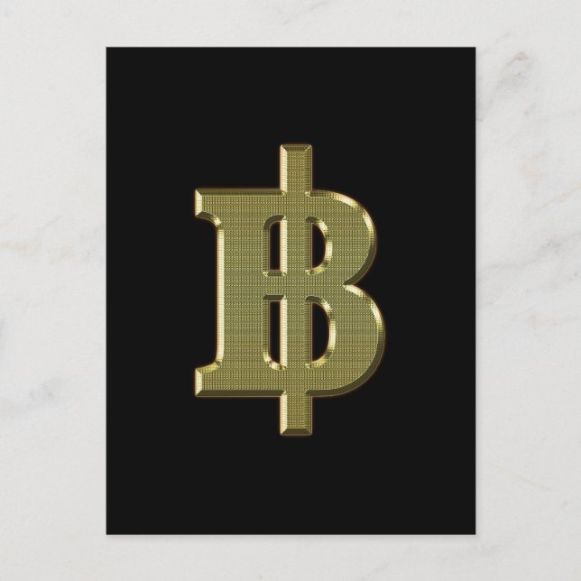 GOLDEN BAHT SIGN ฿ Thailands valuta ฿ Vykort (Framsida)