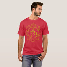 Golden Balinese om med Lotus Yoga Shirt