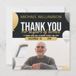 Golden Balloon Retirement Party Photo Invitation