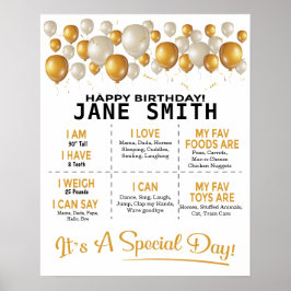 Golden Balloons 16x20-mallfödelsedag Poster