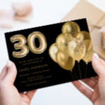 Golden Balloons Black 30års födelsedag Party Inbjudningar<br><div class="desc">Inbjudan till Guld Balloons Black 30års födelsedag Party Se matchningssamling i Niche & Nest Store</div>