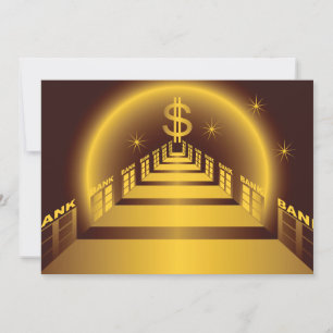Golden Bank Corridor Glowing Dollar Finance Inbjudningar