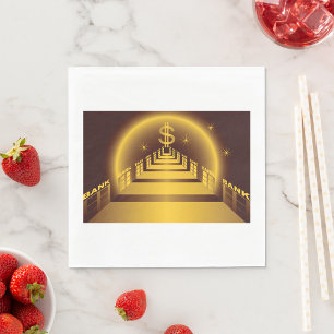 Golden Bank Corridor Glowing Dollar Finance Pappersservett