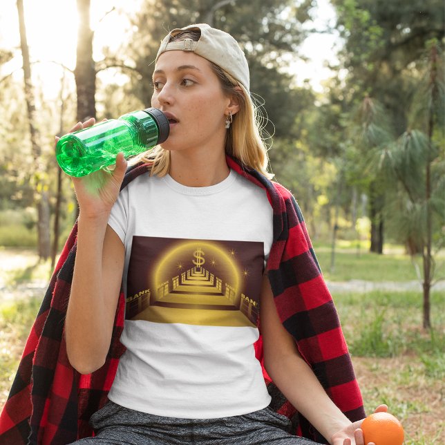 Golden Bank Corridor Glowing Dollar Finance T Shirt (Skapare uppladdad)