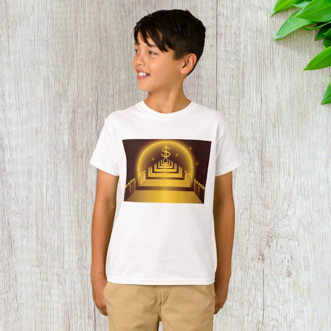 Golden Bank Corridor Glowing Dollar Finance T Shirt (Skapare uppladdad)