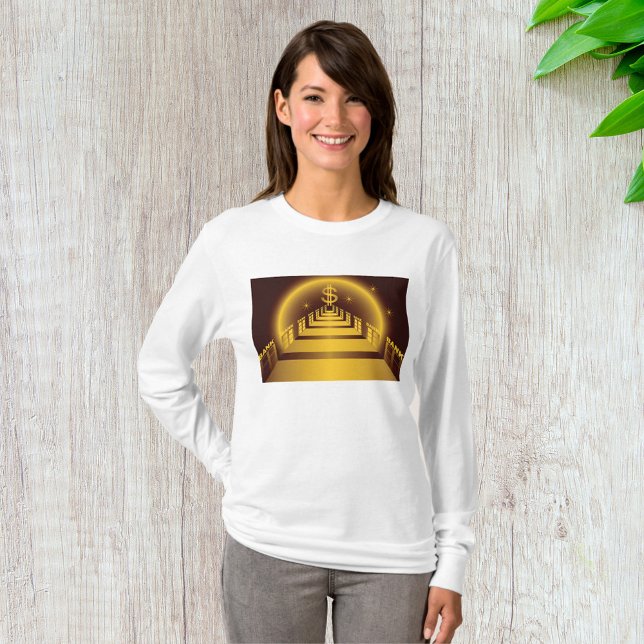 Golden Bank Corridor Glowing Dollar Finance T Shirt (Skapare uppladdad)