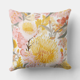 Golden Banksia Blommigt Kudde