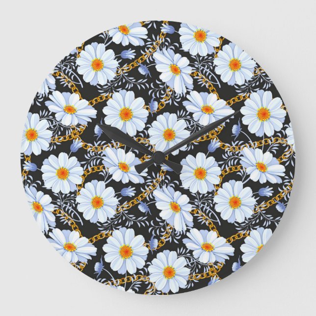 Golden Baroque: Blommigt Chain Struktur Stor Klocka (Framsida)