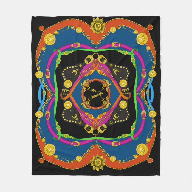 Golden Baroque chain: Elegant Mönster. Fleecefilt (Framsidan)