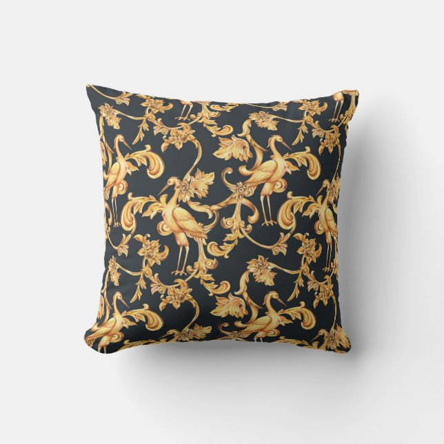 Golden baroque cranes: rokokokokornament. kudde (Framsida)
