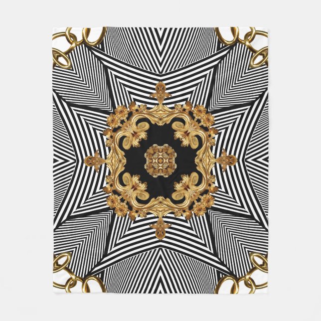 Golden Baroque: Elegant Chains Ornament Fleecefilt (Framsidan)