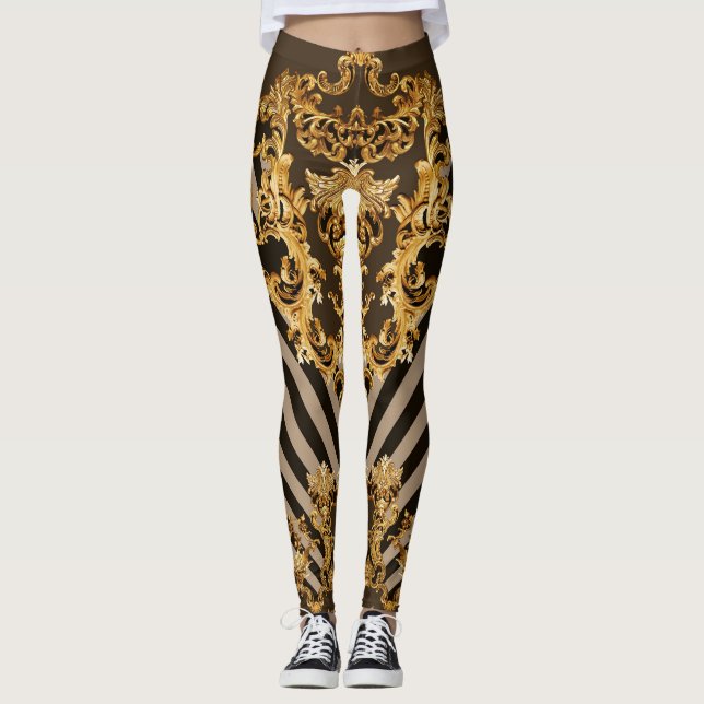 Golden baroque: geometrisk utformning av mönster leggings (Framsida)