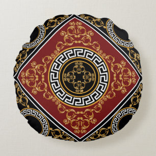 Golden Baroque: Grekiska Motif Illustration. Rund Kudde