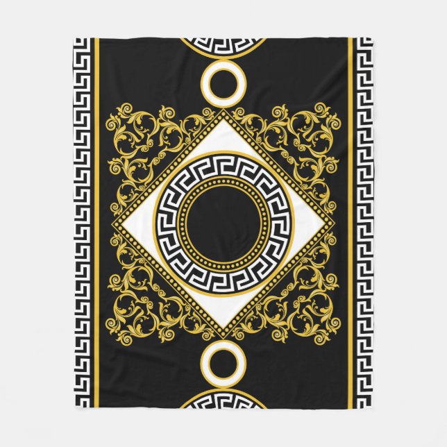 Golden Baroque: Grekiska Svarta Gräns Fleecefilt (Framsidan)
