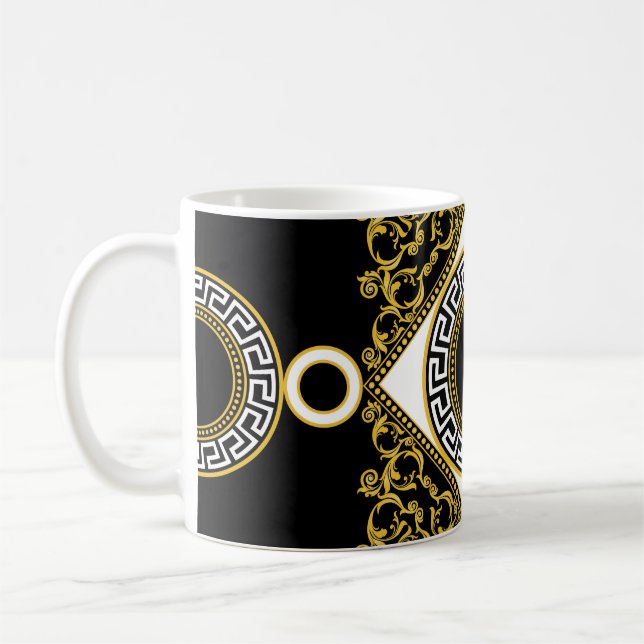 Golden Baroque: Grekiska Svarta Gräns Kaffemugg (Vänster)