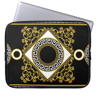 Golden Baroque: Grekiska Svarta Gräns Laptop Fodral