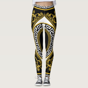 Golden Baroque: Grekiska Svarta Gräns Leggings