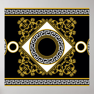 Golden Baroque: Grekiska Svarta Gräns Poster