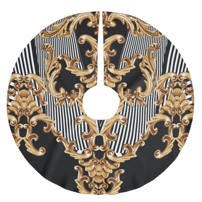 Golden baroque, intricate prydent design. julgransmatta borstad polyester (Framsidan)