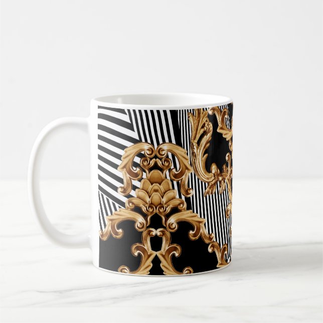 Golden baroque, intricate prydent design. kaffemugg (Vänster)