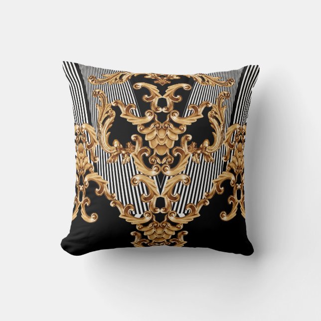 Golden baroque, intricate prydent design. kudde (Framsida)