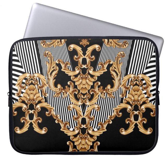 Golden baroque, intricate prydent design. laptop fodral (Framsidan)