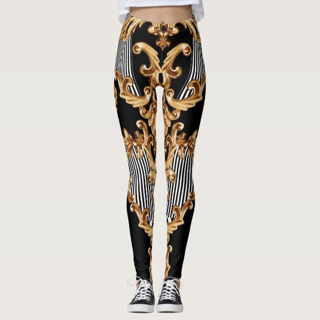 Golden baroque, intricate prydent design. leggings (Framsida)