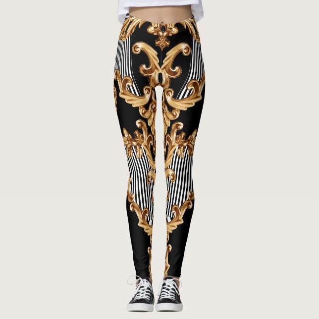 Golden baroque, intricate prydent design. leggings (Framsida)