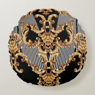 Golden baroque, intricate prydent design. rund kudde
