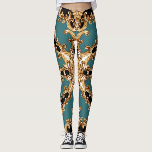 Golden baroque, luxuriös prydnadsdesign. leggings
