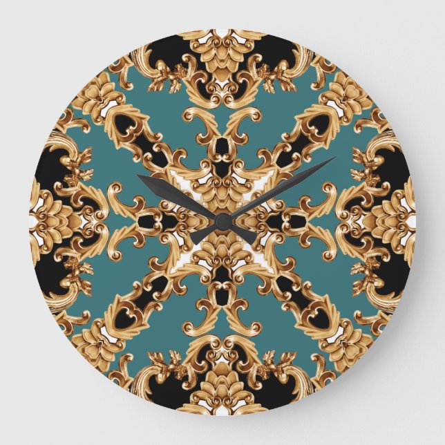 Golden baroque, luxuriös prydnadsdesign. stor klocka (Framsida)