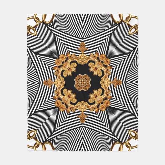 Golden baroque och kedjor av prydnadsföremål mönst fleecefilt (Framsidan)