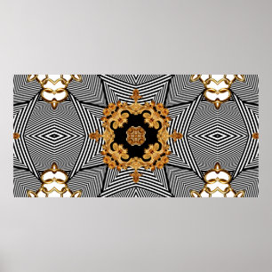 Golden baroque och kedjor av prydnadsföremål mönst poster