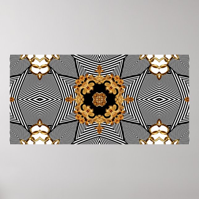 Golden baroque och kedjor av prydnadsföremål mönst poster (Framsidan)