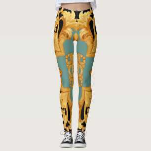 Golden Baroque Ornament 3D Inslag Leggings