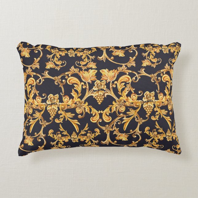 Golden Baroque, Rulla Löv Mönster. Prydnadskudde (Framsidan)
