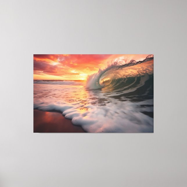 Golden Barrel Coastal Photorealistic Digital Art Canvastryck (Framsida)