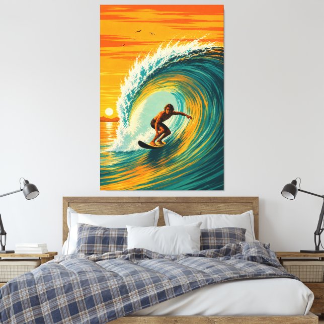 Golden Barrel Surfer Canvastryck (Insitu (sovrum))
