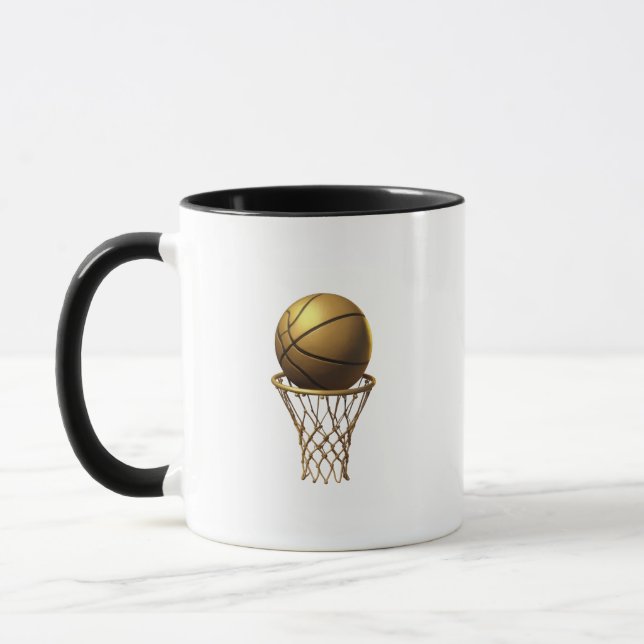 Golden Basketball & Ring Design Mugg (Vänster)