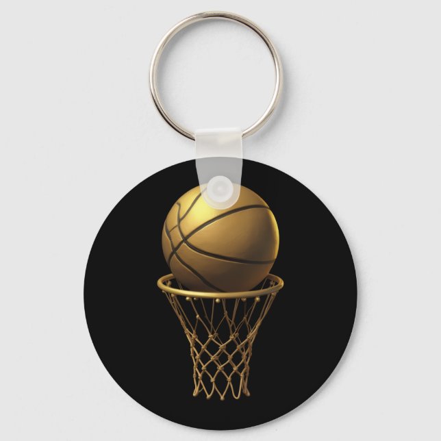 Golden Basketball & Ring Design Nyckelring (Framsida)