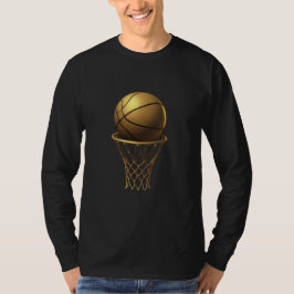Golden Basketball & Ring Design T Shirt