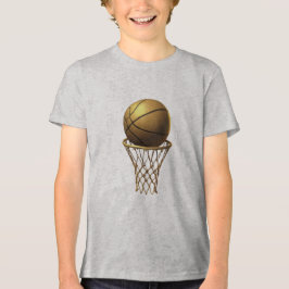 Golden Basketball & Ring Design T Shirt